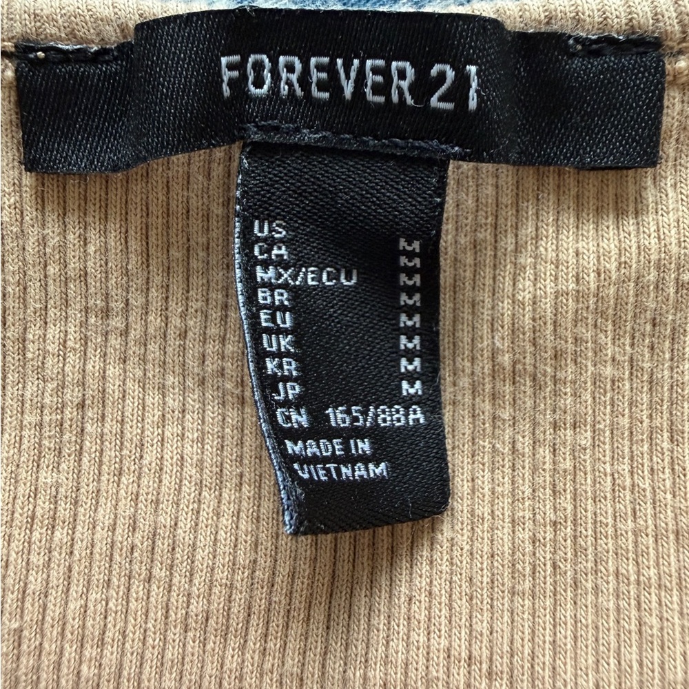 Tan Embroidered Ribbed Tank Top - Picture 2 of 3